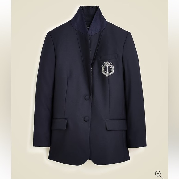 J.Crew Collection relaxed blazer crest embellishment wool-blend Size 0 CC409 - Picture 4 of 16